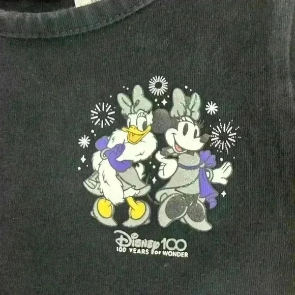 Girl size 3 Disney 100 black & silver Minnie & Daisy walt Disney world tee shirt - Picture 2 of 6